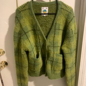 Unif Ty oversized fuzzy plaid cardigan